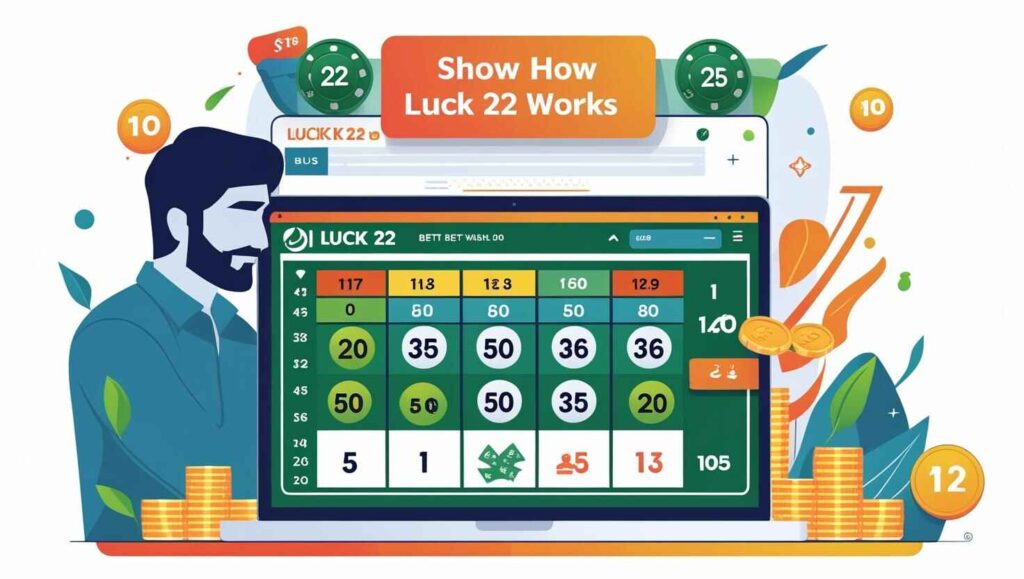 How Luck 22 works – Infographic for Pakistan players showing betting table, chips, and odds
