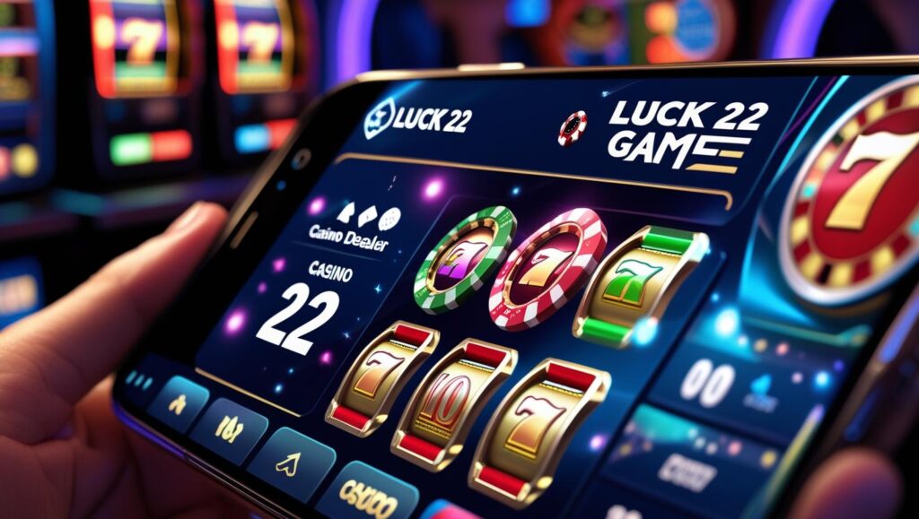 Luck 22 Game Gambling app interface showing live dealer casino games and slots for online betting.