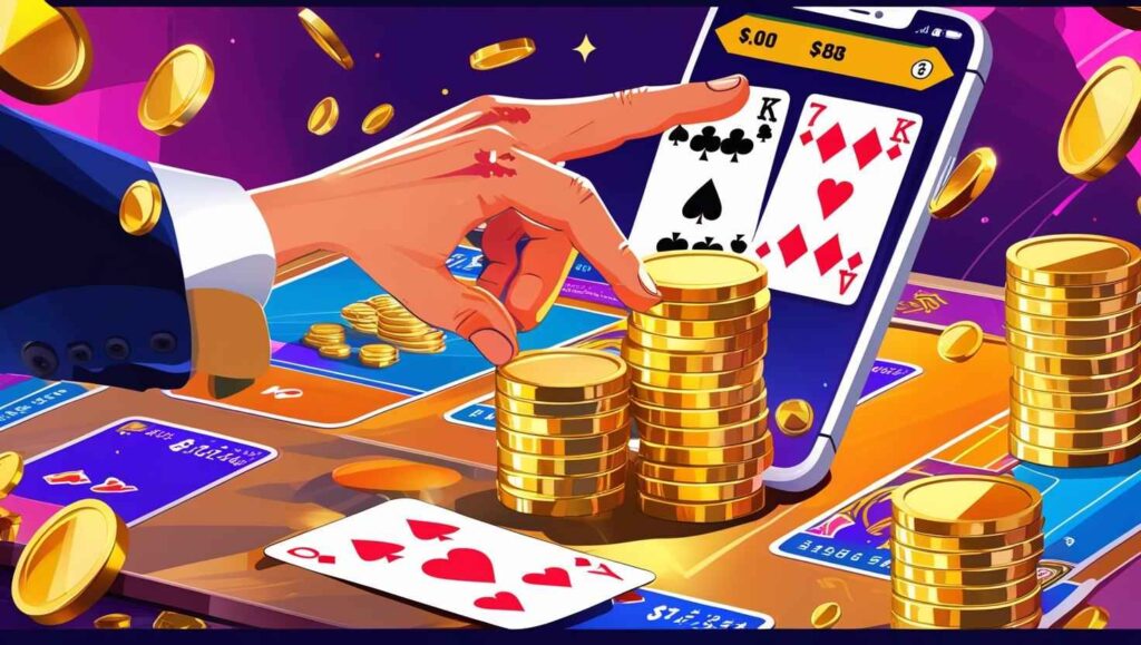 Teen Patti gameplay showing betting strategies and coin management on Luck22 app interface, with clear cards and interactive features